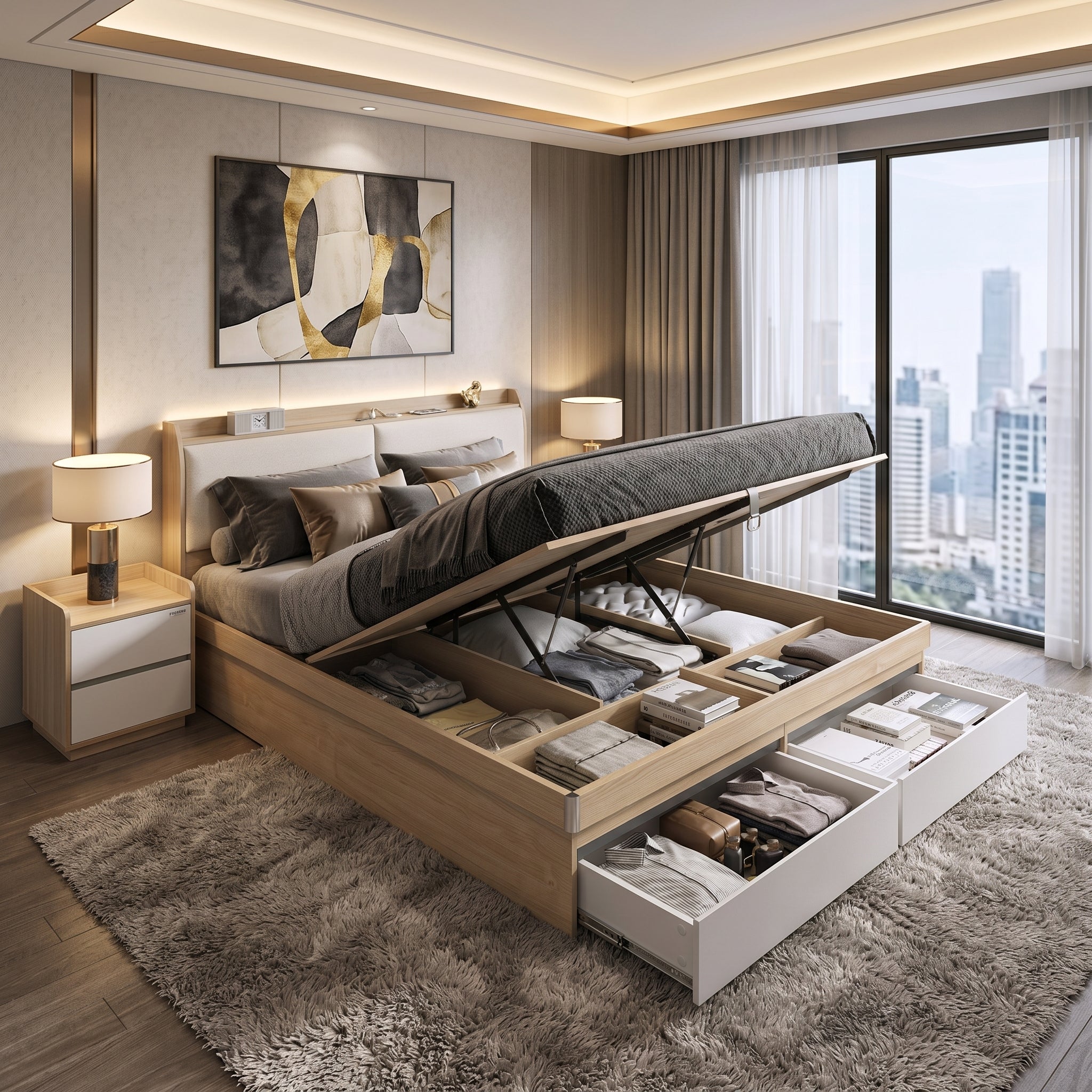 Niso Lux Storage Bed Base, Double