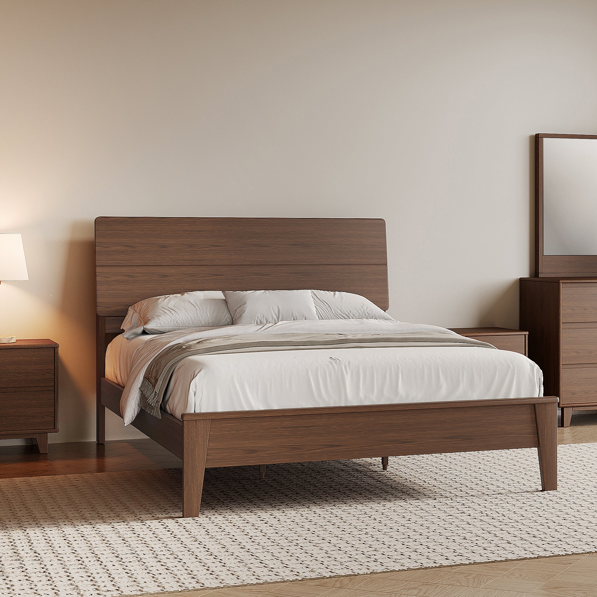 Ørel Solidwood Bedframe, King, Claro walnut